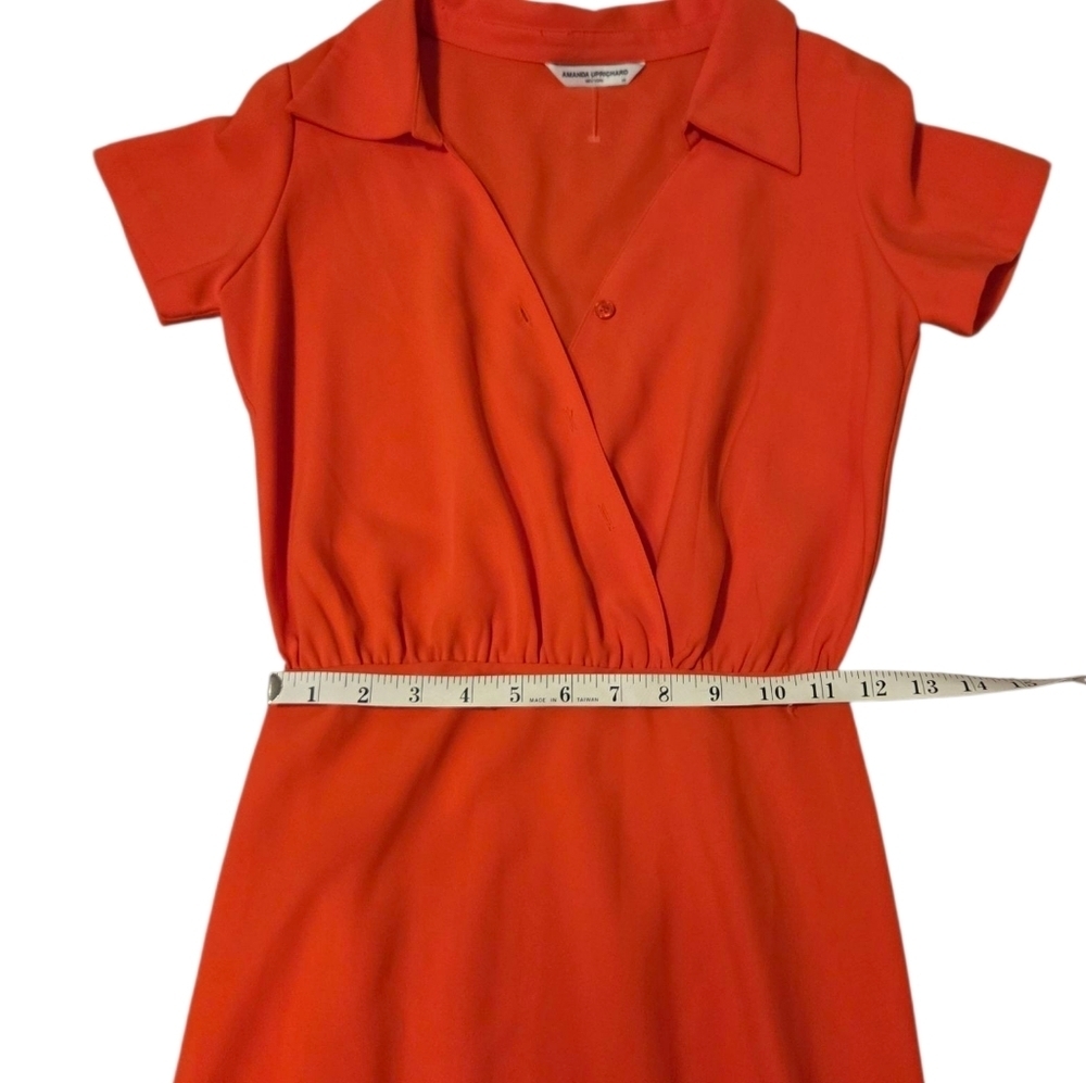 Nwot Amanda Uprichard Reya Satin Shirtdress‎ Vibrant Orange Women's XS - Picture 8 of 11